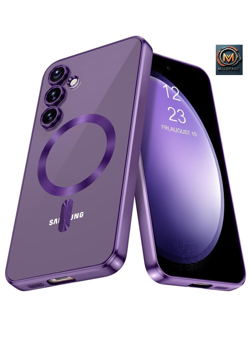 ميجوفاست جراب شفاف مغناطيسي مقاوم للصدمات من مادة TPU الناعمة المطلية بالكهرباء لهاتف Samsung Galaxy A17 / Galaxy A26 مع واقي لعدسة الكاميرا متوافق مع Magsafe لهاتف Galaxy A17 / Galaxy A26 (أرجواني) - Image 1