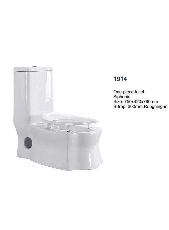 DANUBE HOME Milano WC Siphonic One Piece S-Trap Toilet – Modern Ceramic Bathroom Commode with Soft Close Seat Cover, Powerful Flush, Space-Saving Design & Easy Installation for Home & Commercial Use - Image 2