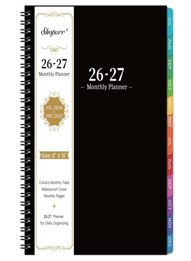 Shoparr 2026-2027 Monthly Planner - Academic Planner/Calendar 2026-2027, JUL 2026 - DEC 2027, Monthly Planners with Colorful Tabs, Planners for Daily Organizing - Waterproof Cover ( 8" x10", Notes Pages, Black) - Image 1