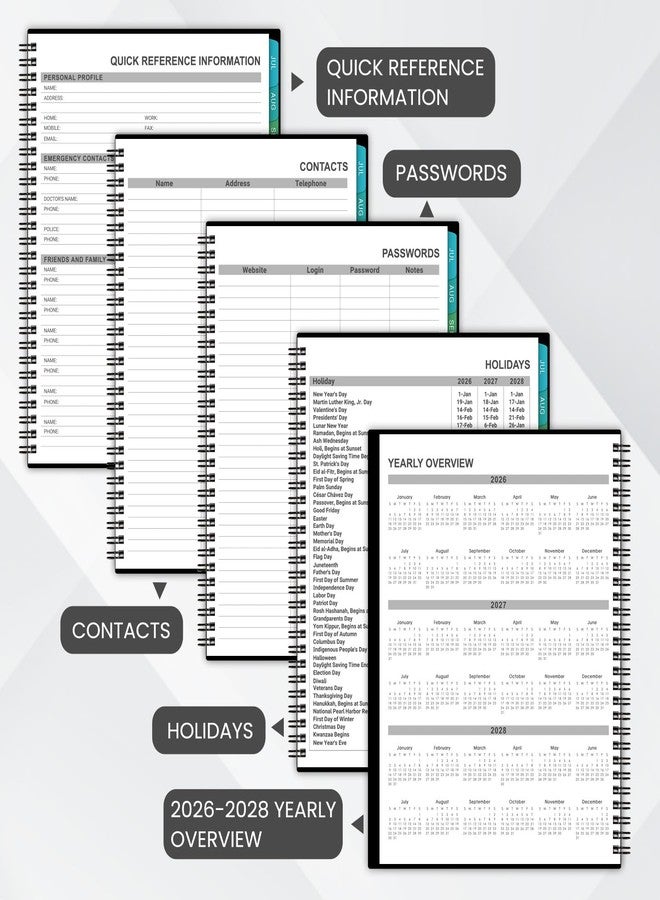 Shoparr 2026-2027 Monthly Planner - Academic Planner/Calendar 2026-2027, JUL 2026 - DEC 2027, Monthly Planners with Colorful Tabs, Planners for Daily Organizing - Waterproof Cover ( 8" x10", Notes Pages, Black) - Image 4
