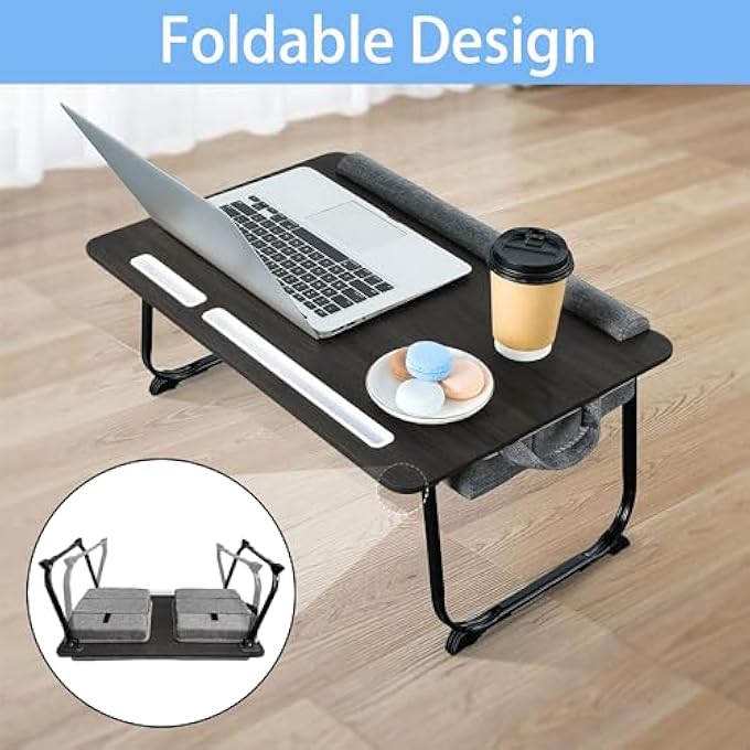 rayihni LAP DESK - FITS UP TO 17 INCHES LAPTOP DESK, FOLDABLE LARGE LAP DESK WITH CUSHION, PORTABLE COMPUTER TRAY TABLE FOR BED AND SOFA, LAPTOP STAND WITH MOUSE PAD, WRIST REST,TABLET & PHONE HOLDER - Image 3