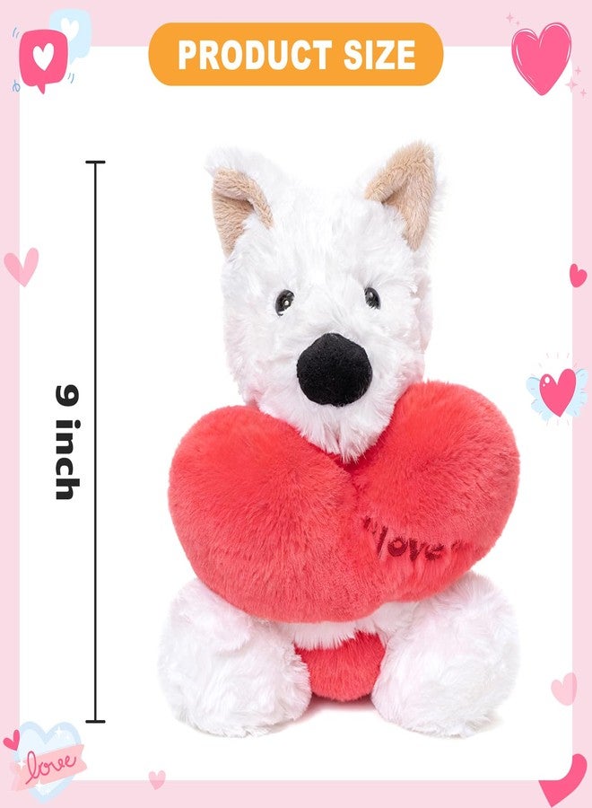 Ditucu Love West Highland White Terrier Dog Plush with Holding Red Heart 9.8 inch Cute Stuffed Animal Soft Plushies Toys Romantic Sweet Gifts for Kids Girlfriend White - Image 4