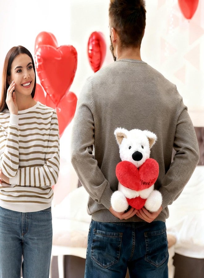 Ditucu Love West Highland White Terrier Dog Plush with Holding Red Heart 9.8 inch Cute Stuffed Animal Soft Plushies Toys Romantic Sweet Gifts for Kids Girlfriend White - Image 2