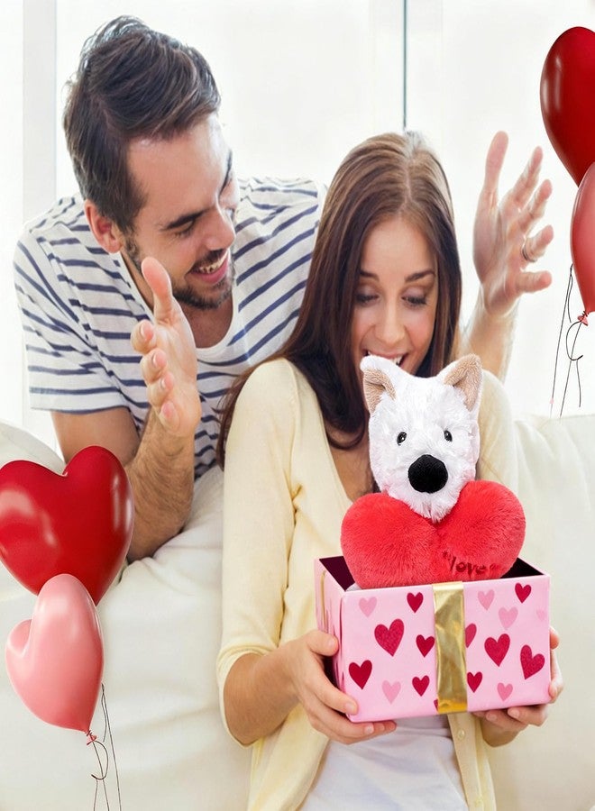 Ditucu Love West Highland White Terrier Dog Plush with Holding Red Heart 9.8 inch Cute Stuffed Animal Soft Plushies Toys Romantic Sweet Gifts for Kids Girlfriend White - Image 3