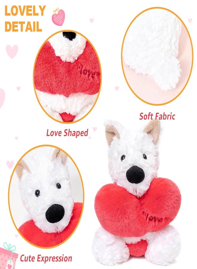 Ditucu Love West Highland White Terrier Dog Plush with Holding Red Heart 9.8 inch Cute Stuffed Animal Soft Plushies Toys Romantic Sweet Gifts for Kids Girlfriend White - Image 5