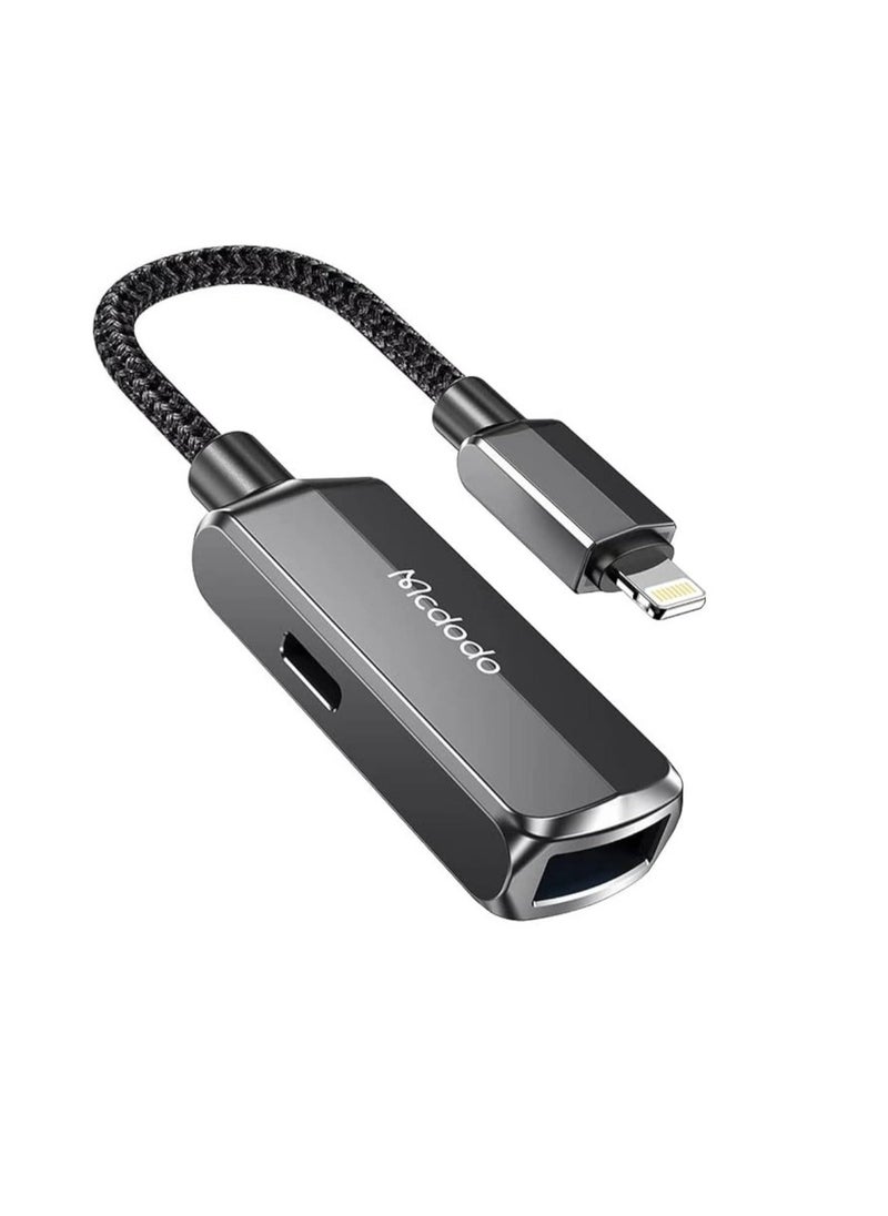 Mcdodo - CA-2690 OTG 2in1 Convertor Lightning to USB 3.0 Adapter for iPhone iPad Data Transfer Fast Charging Plug and Play USB OTG Cable Connector for Photos Videos Files Portable Compact iOS USB 3.0 Adapter for iOS Devices MacBook Pro - Image 1