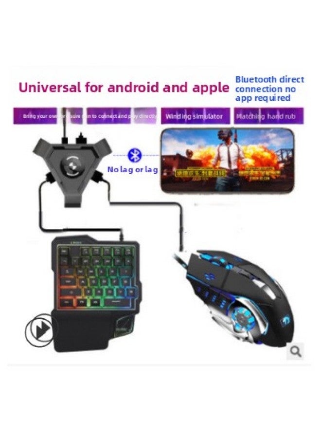 Bluetooth Gaming Keyboard Mouse Set For Mobile Games Chicken Eating King's Throne Digital Computer Game Controller-Product Color:G101 Keyboard + Triangle Throne + Mechanical Snake 2 Generation Black