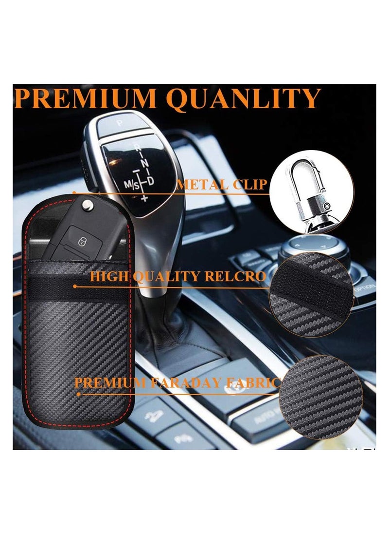 Generic - Upgraded Key Fob Faraday Bag - Premium Signal Blocking Protector for Car Security, Anti-Theft Pouch, Anti-Hacking Case, 3D Carbon Fiber Texture (2 Pack) - Image 1