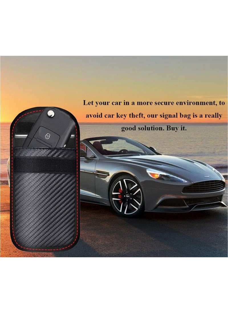 Generic - Upgraded Key Fob Faraday Bag - Premium Signal Blocking Protector for Car Security, Anti-Theft Pouch, Anti-Hacking Case, 3D Carbon Fiber Texture (2 Pack) - Image 1