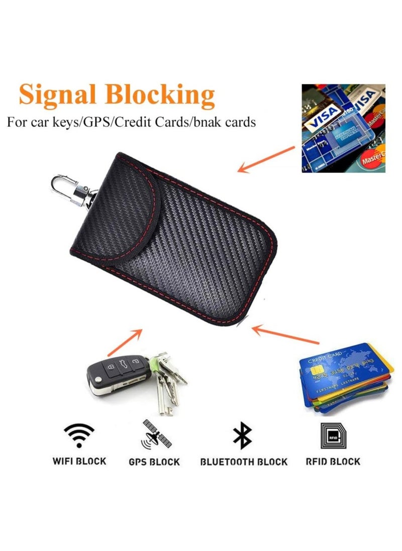 Generic - Upgraded Key Fob Faraday Bag - Premium Signal Blocking Protector for Car Security, Anti-Theft Pouch, Anti-Hacking Case, 3D Carbon Fiber Texture (2 Pack) - Image 1