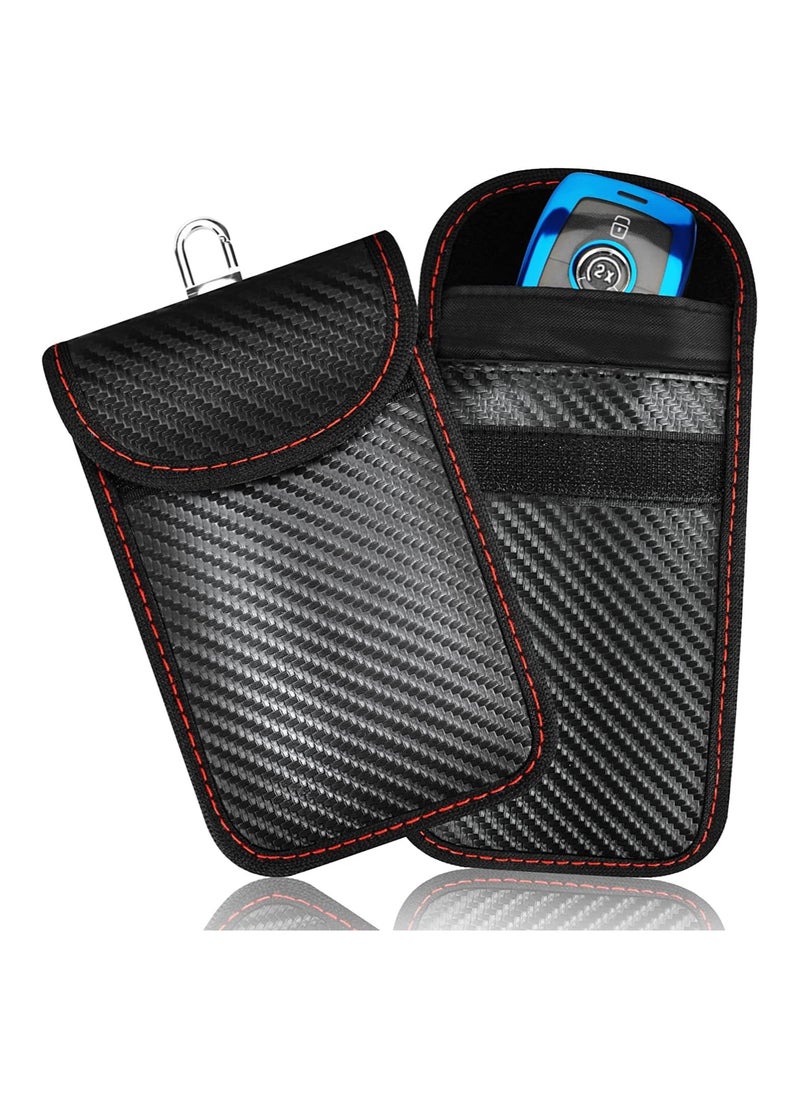 Generic - Upgraded Key Fob Faraday Bag - Premium Signal Blocking Protector for Car Security, Anti-Theft Pouch, Anti-Hacking Case, 3D Carbon Fiber Texture (2 Pack) - Image 1