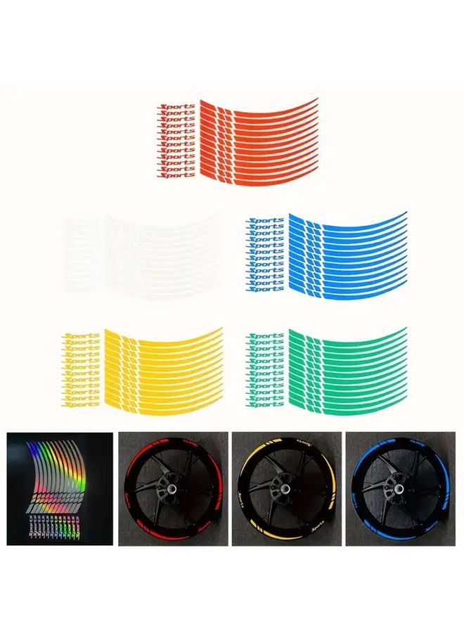 White Reflective Wheel Ring Stickers Set For Car Motorcycle 18 To 21 Inch - Image 1