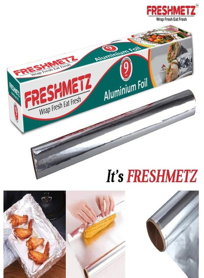FRESHMETZ Aluminium Foil 9 MTR | 11 Micron Food-Grade Wrapping Foil Roll | Keeps Food Fresh & Hot | Ideal for Cooking, Baking, Grilling & Packing | Everyday Kitchen Essential - Image 2
