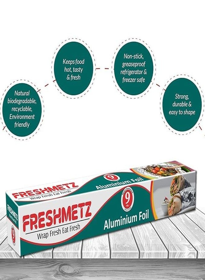 FRESHMETZ Aluminium Foil 9 MTR | 11 Micron Food-Grade Wrapping Foil Roll | Keeps Food Fresh & Hot | Ideal for Cooking, Baking, Grilling & Packing | Everyday Kitchen Essential - Image 3