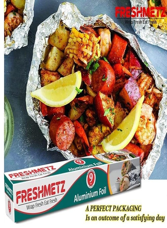 FRESHMETZ Aluminium Foil 9 MTR | 11 Micron Food-Grade Wrapping Foil Roll | Keeps Food Fresh & Hot | Ideal for Cooking, Baking, Grilling & Packing | Everyday Kitchen Essential - Image 4