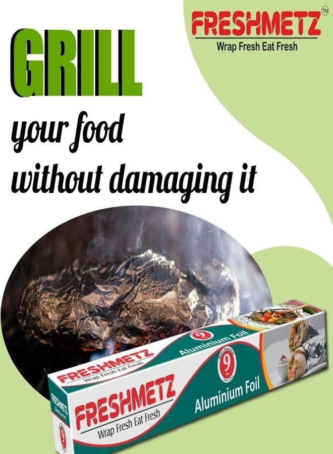 FRESHMETZ Aluminium Foil 9 MTR | 11 Micron Food-Grade Wrapping Foil Roll | Keeps Food Fresh & Hot | Ideal for Cooking, Baking, Grilling & Packing | Everyday Kitchen Essential - Image 5