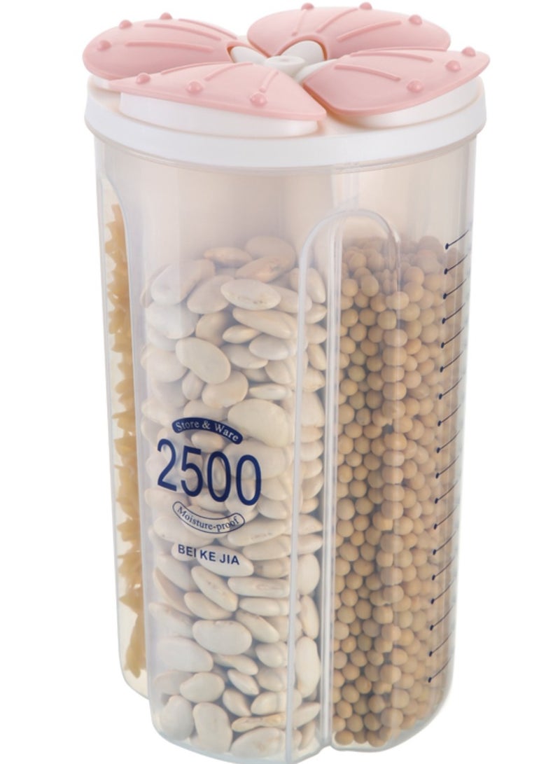 اليسا حاوية تخزين الحبوب والأطعمة الجافة بأربع شبكات (2500 مل) - موزع محكم الإغلاق للأرز والدقيق والسكر والقهوة والمكسرات والوجبات الخفيفة - منظم خالٍ من مادة BPA وموفر للمساحة (وردي) - Image 1