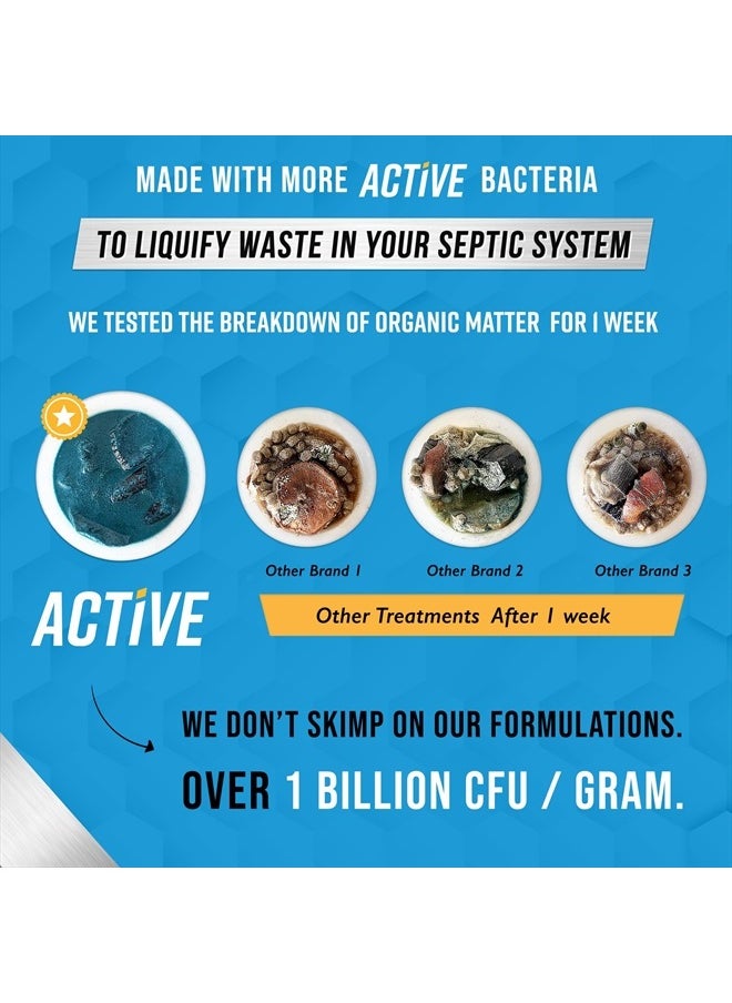 Active - Septic Tank System Treatment Pods - 12 Dissolving Packets | Enzyme-Producing Live Bacteria Solution | 1 Year Supply Professional Eco-Friendly Maintenance | Prevent Clogs, Odor & Backups | Made in USA - Image 1