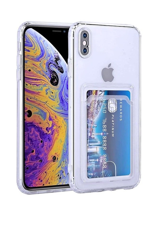 iPhone Xs Max Wallet Clear Case with Card Holder, Non-Yellowing Phone Case, Precision Cut-Outs and TPU Bumper for Shock Absorption 