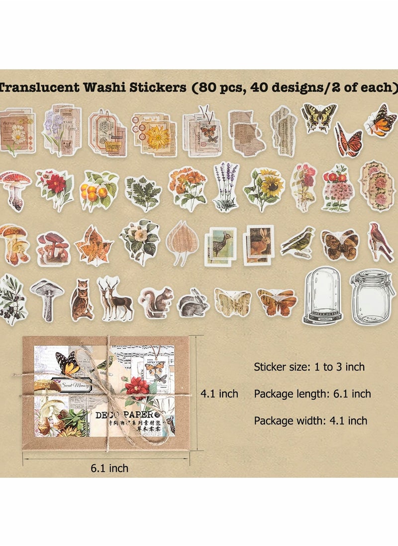 Excefore - Vintage Ephemera Pack Decoupage Paper Junk Journal Kit Scrapbook Planner Sticker Supplies for Art Journaling Bullet Journals Collage Craft Notebooks Album Crafter Gifts (Forest) 200 Pieces - Image 1