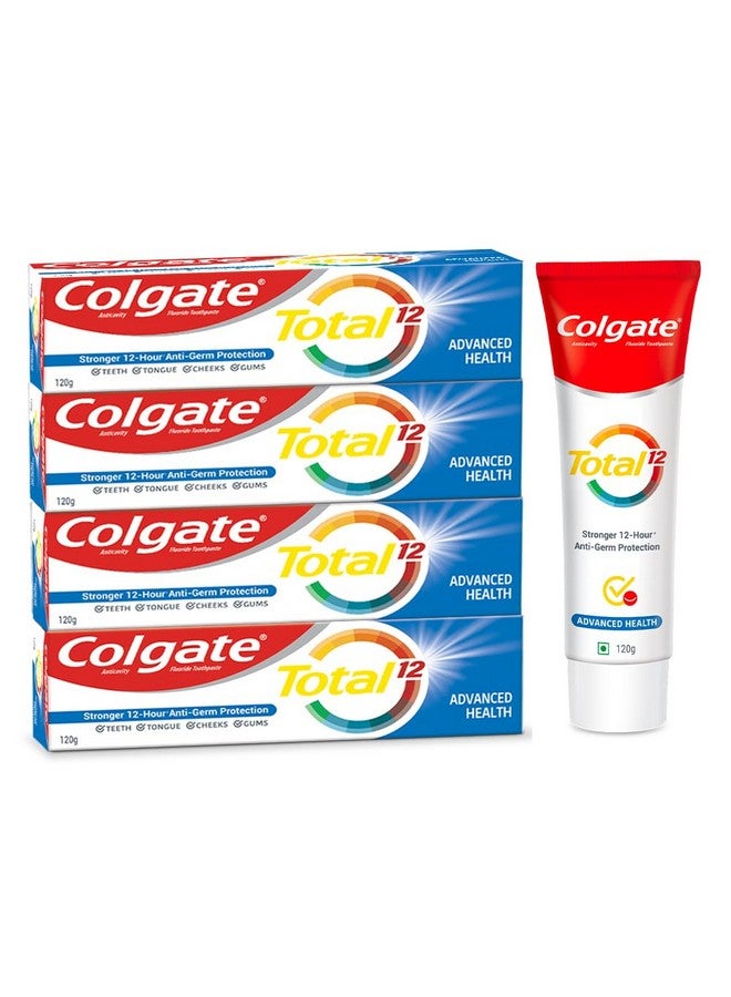 كولجيت معجون أسنان توتال المتقدم المضاد للبكتيريا، 480 جم، مع حماية ضد الجراثيم لمدة 12 ساعة، صحة الفم بالكامل، رقم 1 في العالم، معجون أسنان مقاوم للجراثيم (عرض حزمة كومبو) - Image 1