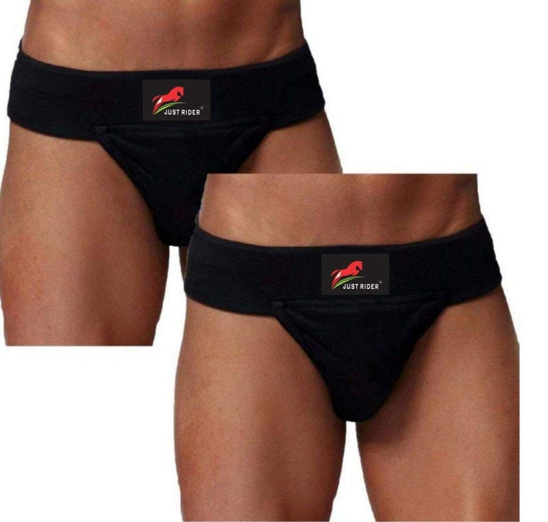 JUST RIDERHernia Supporter for Gym Pack of 2 (Black, L) - Image 1