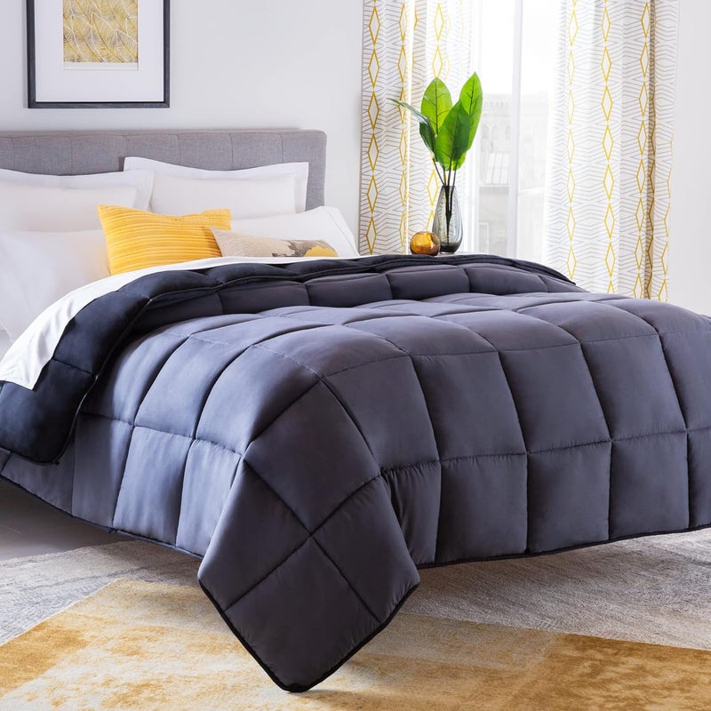 Linenspa 4 Seasons Microfibre Duvet - All Season Duvet - Ultra Soft - 220 x 240 cm, Black/Graphite - Image 1