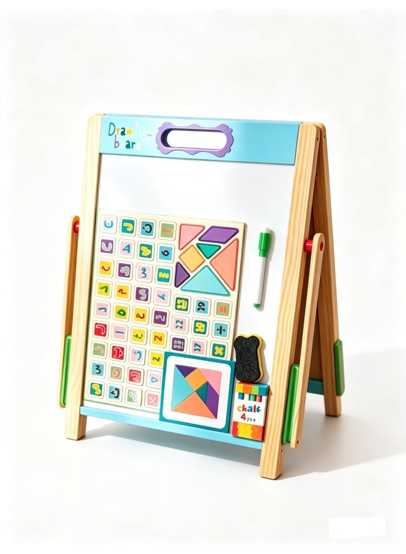 A complete magnetic drawing board for children with tangram puzzles, letters and numbers – education and entertainment in one place, safe and durable. - Image 1