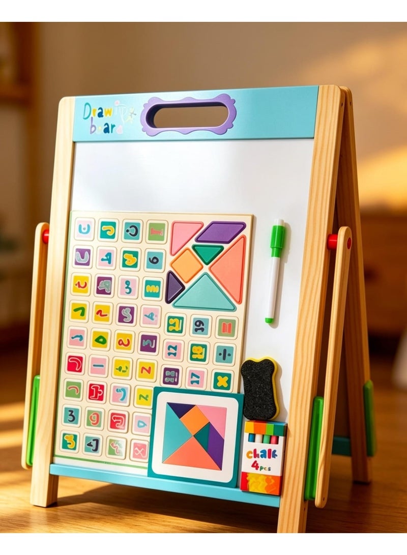 A complete magnetic drawing board for children with tangram puzzles, letters and numbers – education and entertainment in one place, safe and durable. - Image 3