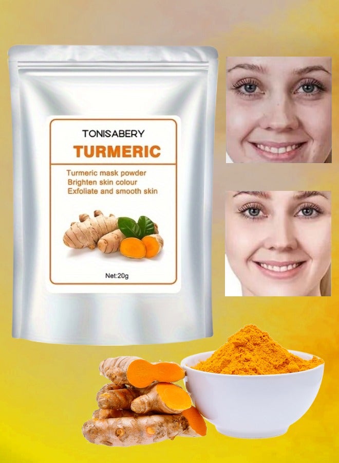 TONISABERY قناع بودرة الكركم للوجه قناع بودرة الكركم المقشر للوجه لتفتيح لون البشرة وتقشيرها وتنعيمها والتحكم في الزيوت وشد المسام وإصلاح الاحمرار والحكة الجافة 20 جرام - Image 1