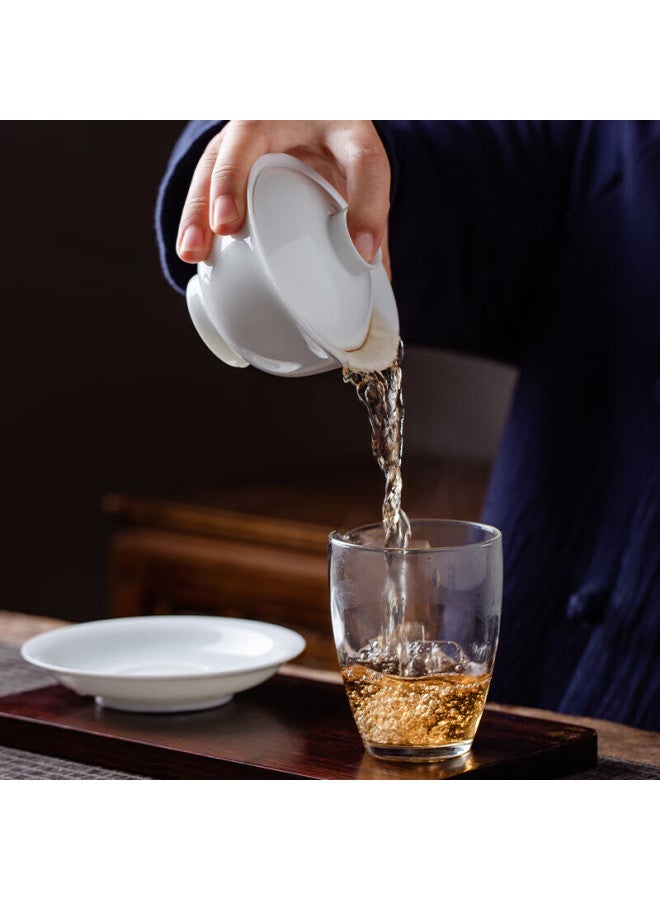 Jdz Ceramic Tea Set, High-quality Complete Set For Home Use, Kung Fu Gaiwan Set, Office Chinese-style Simple High-end Gift, White Magnolia - Image 5