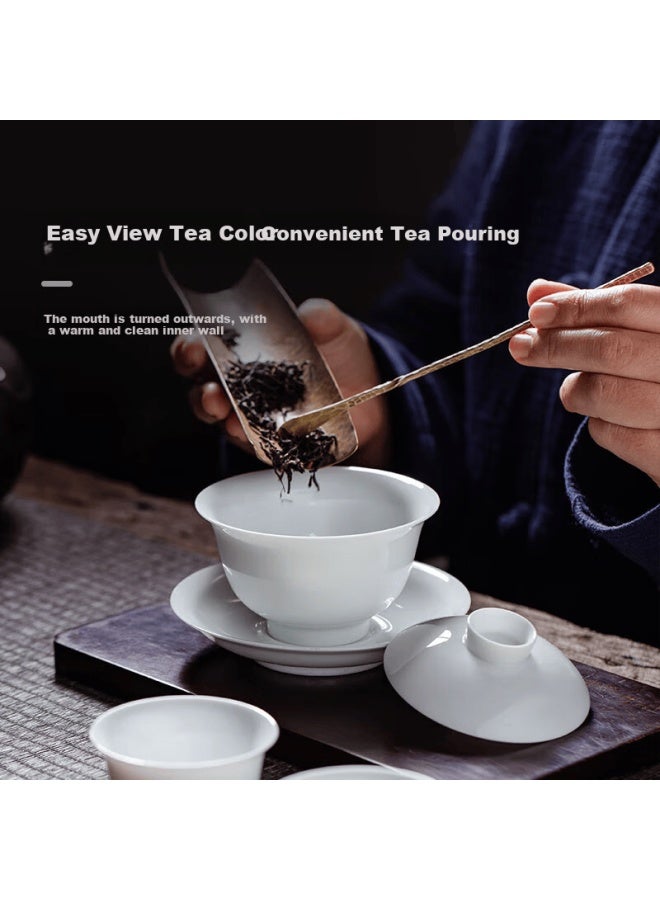 Jdz Ceramic Tea Set, High-quality Complete Set For Home Use, Kung Fu Gaiwan Set, Office Chinese-style Simple High-end Gift, White Magnolia - Image 4