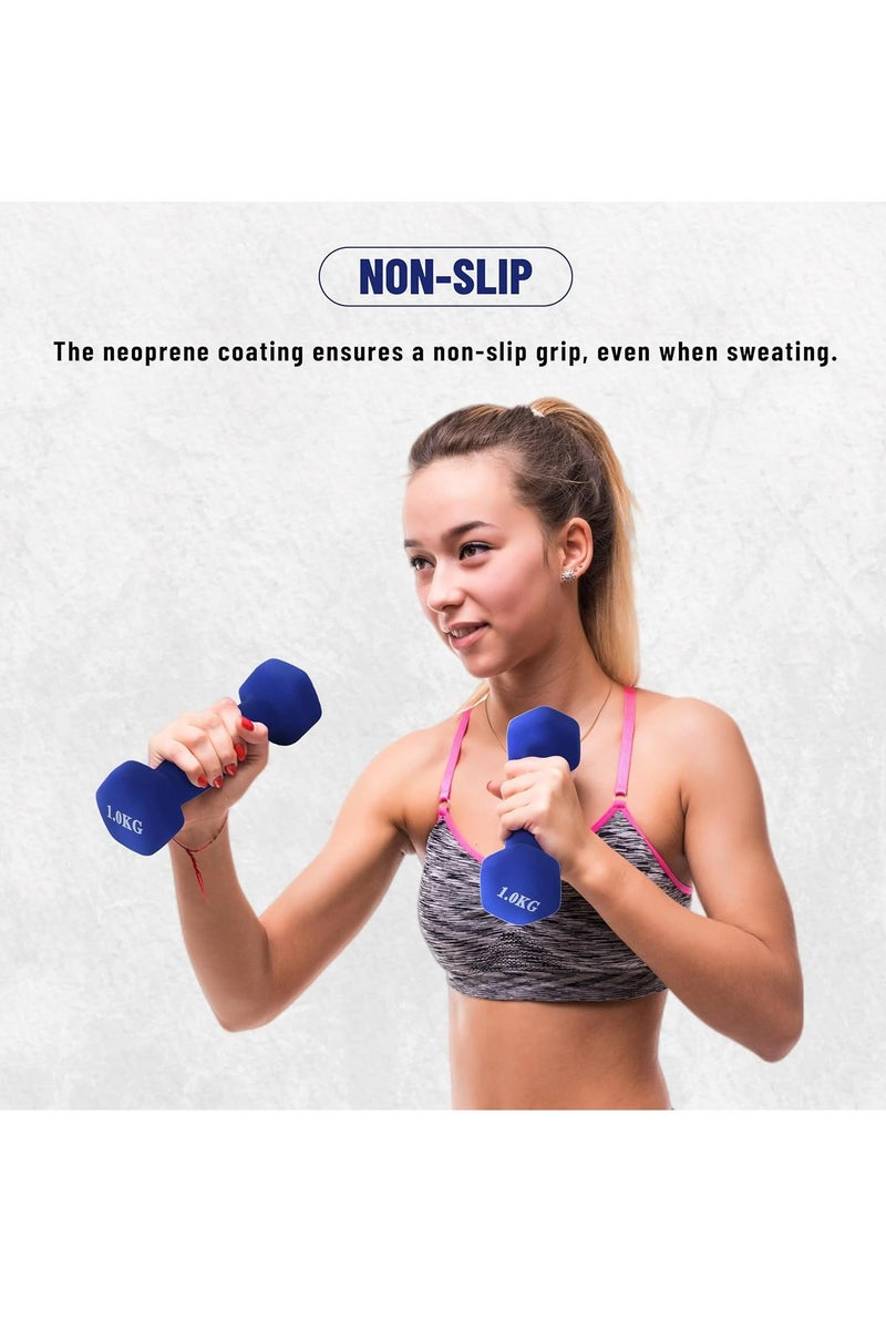 ENDLESS  Neoprene Dumbbells of 1Kg x 2 | Material : Iron with Neoprene coat | Exercise and Fitness Weights for Women and Men at Home/Gym  - Image 3