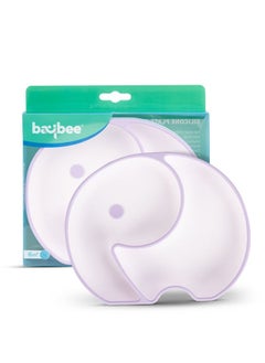 BAYBEE Baybee Infant Elephant Silicone Suction Plates for Baby Self Eating Food Grade Non Slip Feeder Bowl for Toddlers Feeding Plate Strong Grip Suction Divided Plate Baby Tableware Set for Kids Boy Girl  - Image 1
