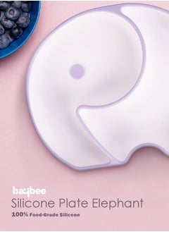 BAYBEE Baybee Infant Elephant Silicone Suction Plates for Baby Self Eating Food Grade Non Slip Feeder Bowl for Toddlers Feeding Plate Strong Grip Suction Divided Plate Baby Tableware Set for Kids Boy Girl  - Image 2