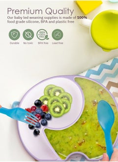 BAYBEE Baybee Infant Elephant Silicone Suction Plates for Baby Self Eating Food Grade Non Slip Feeder Bowl for Toddlers Feeding Plate Strong Grip Suction Divided Plate Baby Tableware Set for Kids Boy Girl  - Image 4