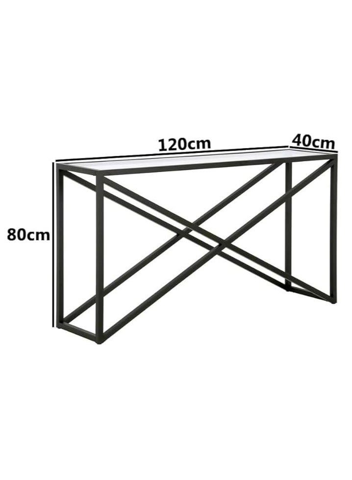 YINZUO Modern Glass Console Table with Metal Frame, Black or Gold Finish, Available in Two Sizes – Clear Tempered Glass Top for Living Room, Entryway, Hallway, or Office Décor  - Image 3