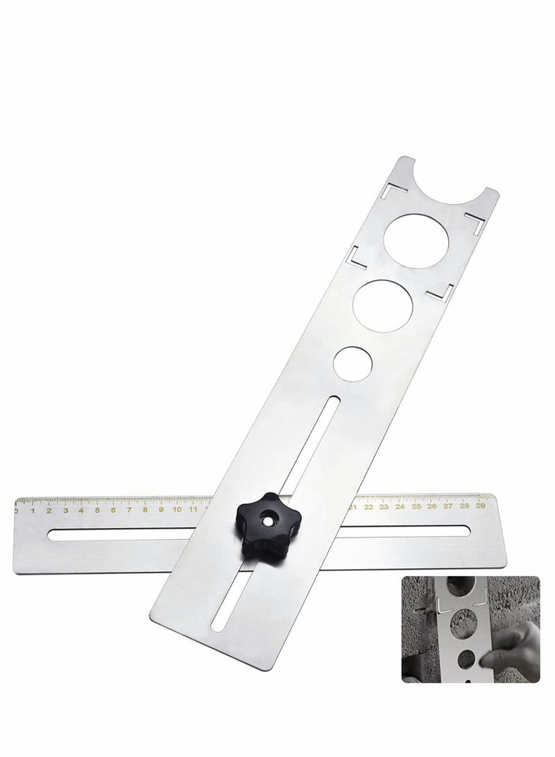 Excefore Ceramic Tile Hole Locator Stainless Steel Direction Jig Accurate Drilling Hole Floor Drilling Guide Finder Gauge 360 Degree Adjustment Hole Locator for Ceramic Cutting  - Image 1