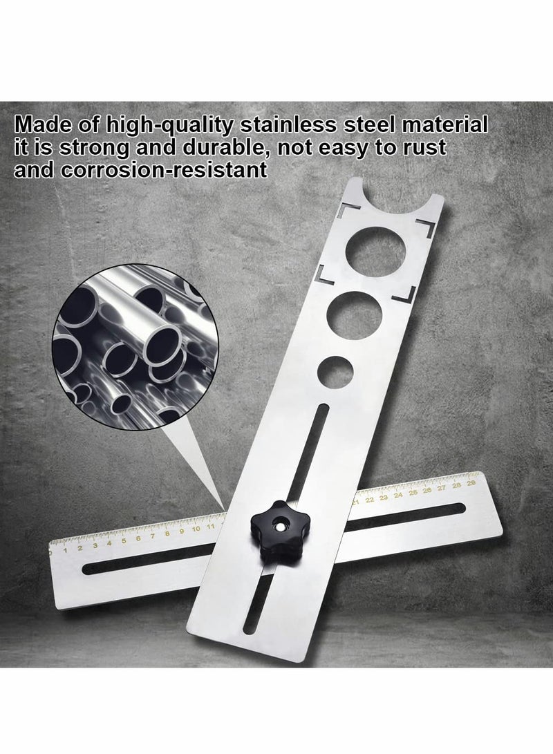 Excefore Ceramic Tile Hole Locator Stainless Steel Direction Jig Accurate Drilling Hole Floor Drilling Guide Finder Gauge 360 Degree Adjustment Hole Locator for Ceramic Cutting  - Image 3