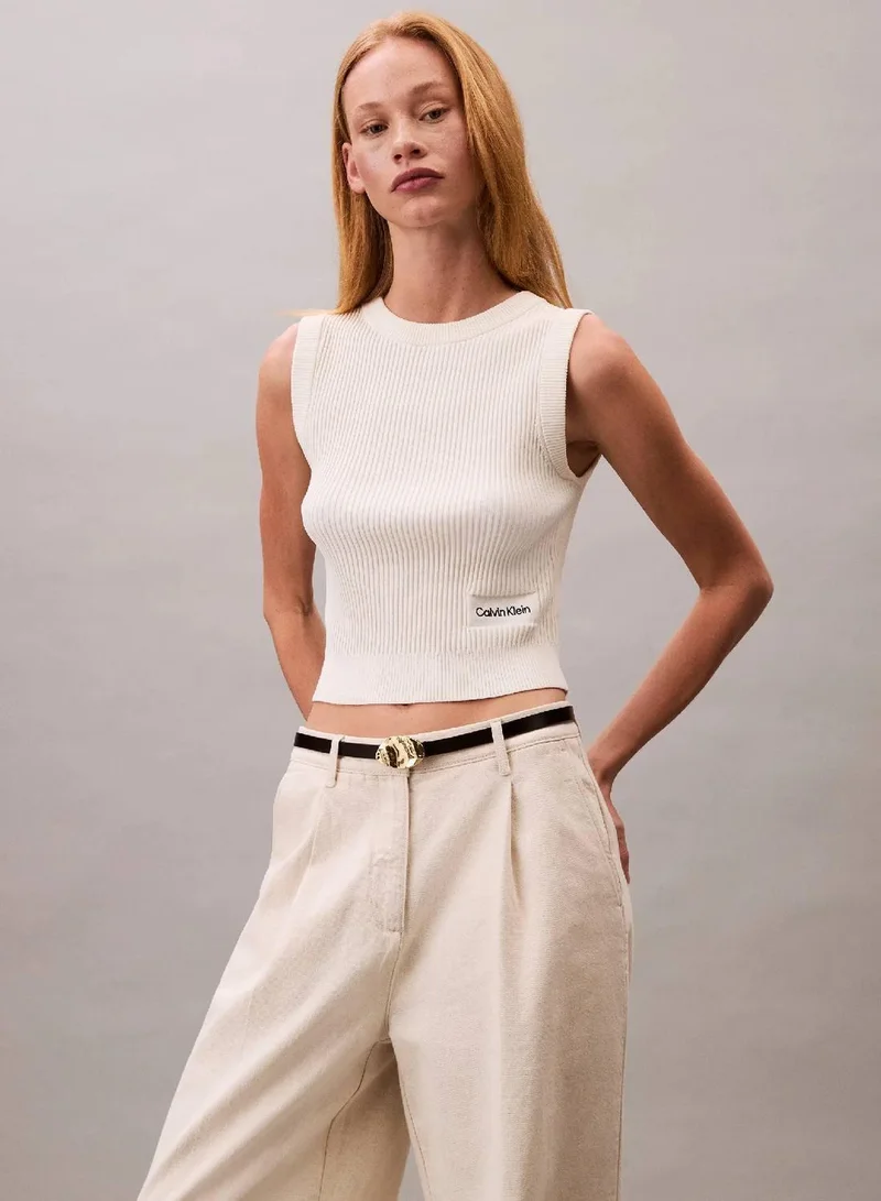 Calvin Klein Jeans Blanc De Blanc Soft Ribbed Crew Neck Vest for Women | Best Price UAE