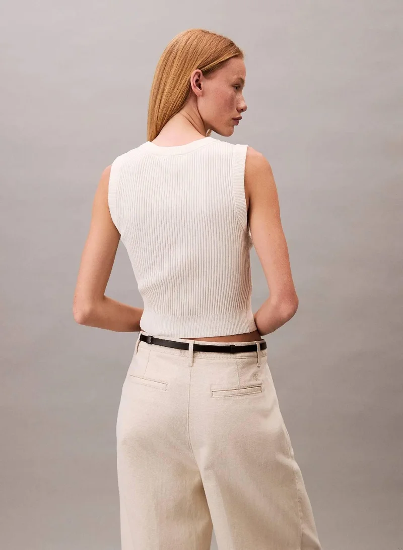 Calvin Klein Jeans Blanc De Blanc Soft Ribbed Crew Neck Vest for Women | Best Price UAE