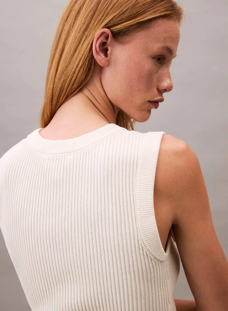 Calvin Klein Jeans Blanc De Blanc Soft Ribbed Crew Neck Vest for Women | Best Price UAE