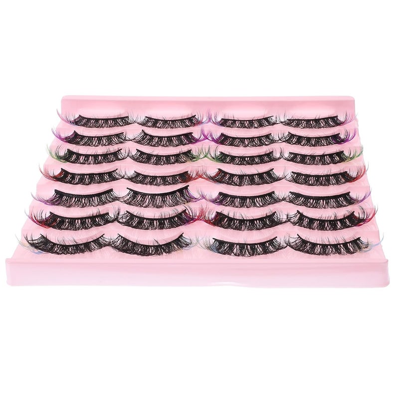 PATKAW 14 Pairs D Shape Multi-tone False Eyelashes Multi-layer Dense Faux Lash Clusters for Makeup and Cosplay - Image 1