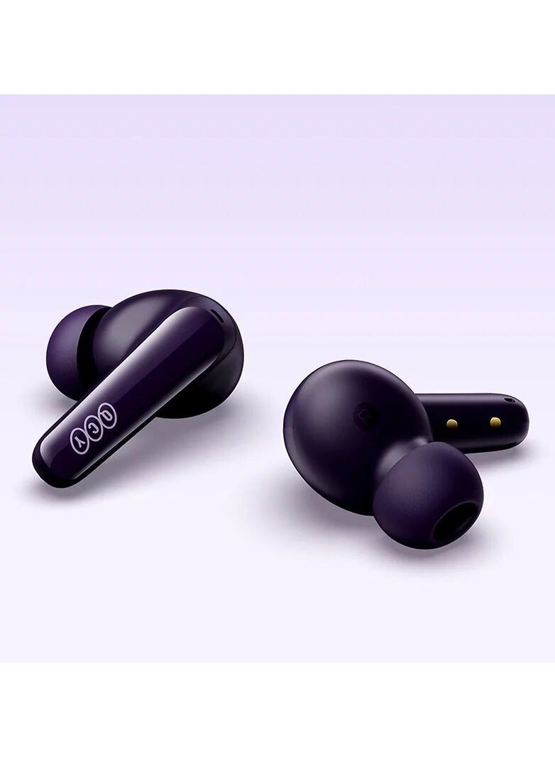 QCY T13X TWS Wireless Earbuds With 5.3 Bluetooth,4 Microphones With ENC Noise Cancellation,Water Resistance,Touch Controls & Long Battery Life - Purple - Image 5