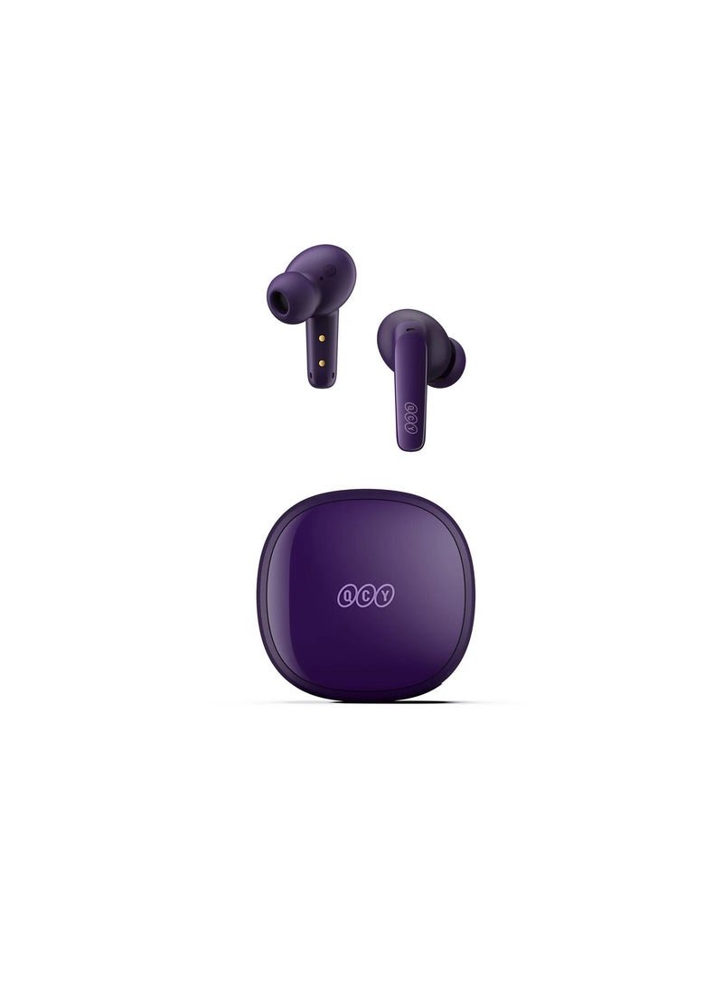QCY T13X TWS Wireless Earbuds With 5.3 Bluetooth,4 Microphones With ENC Noise Cancellation,Water Resistance,Touch Controls & Long Battery Life - Purple - Image 1