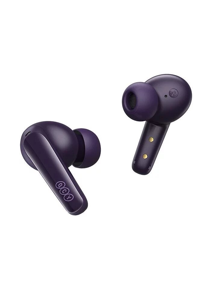 QCY T13X TWS Wireless Earbuds With 5.3 Bluetooth,4 Microphones With ENC Noise Cancellation,Water Resistance,Touch Controls & Long Battery Life - Purple - Image 4