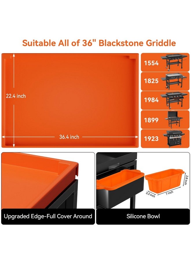 WEPSEN Griddle Mat for Blackstone, 36 Inch Griddle Cover for Blackstone Upgraded Edge-Full Cover Silicone Around Grill Mat and Grease Cup, Suitable for Grill 36" Blackstone 1554 1825 1984 1899 1923  - Image 2