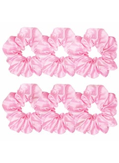 Sufermoe Sufermoe 6 Pcs 45 Inch Satin Silk Hair Scrunchies Light Pink Elastic Hair Ties for Women and Girls Hair Accessories for Different Hairstyles and Occasions 