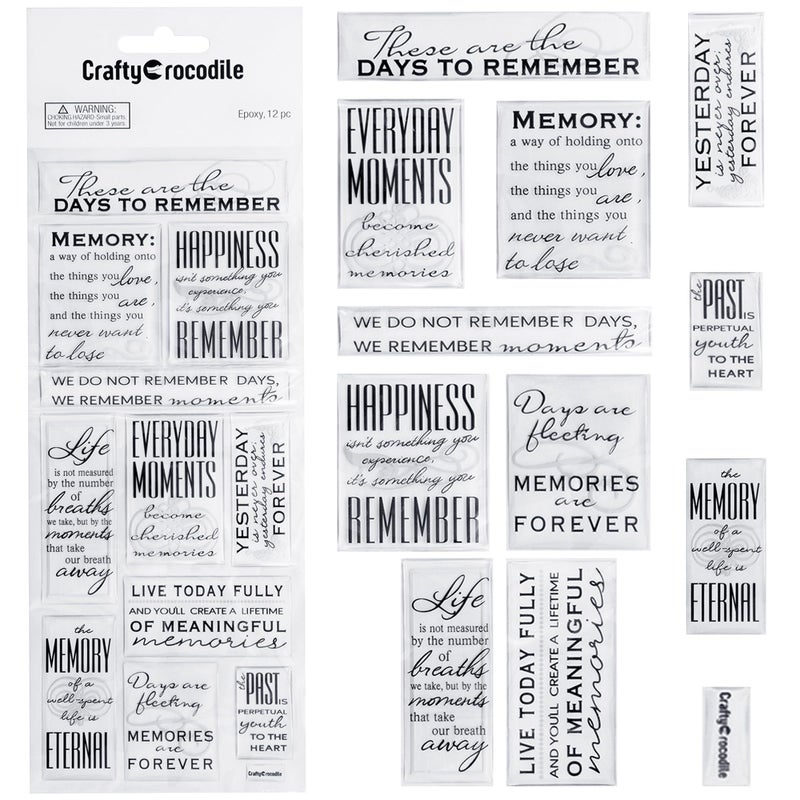 CraftyCrocodile CraftyCrocodile Memories Love Quotes Epoxy Stickers  Clear  Black Memorial Family Themed in Loving Memory Stickers for Anniversary Wedding Scrapbook