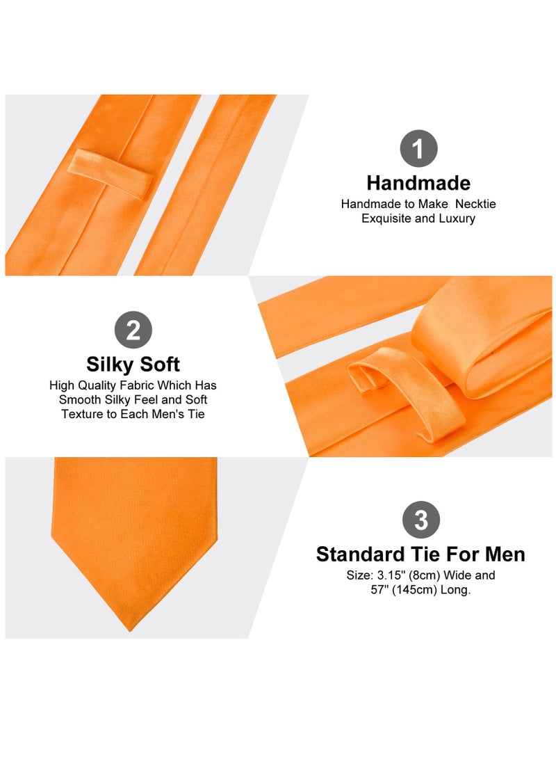 Excefore Men Ties, Classic Men's Solid Satin Neck Tie, Premium Pure Color Necktie For Men, Formal Ties - Image 4